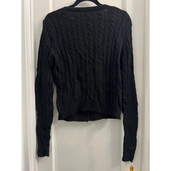 Ronny Kobo Jaelyn Jewel Embellished Buttons Cableknit Sweater Cardigan Black L - Picture 4 of 7
